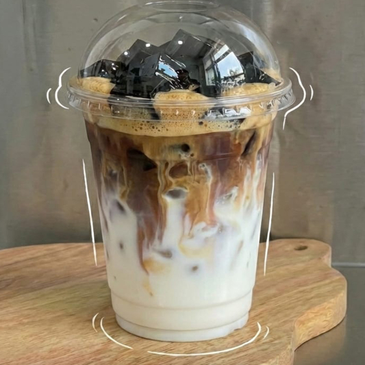 Coconut Milk Coffee with Grass Jelly