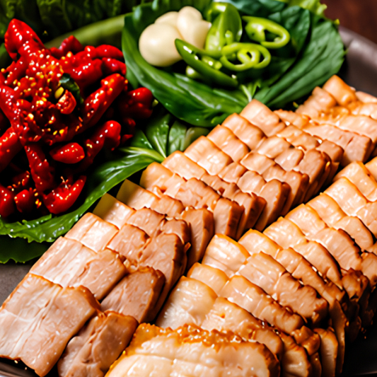 Bossam (Korean Pork Belly Wraps) / 오향보쌈 (for 2-3 People)