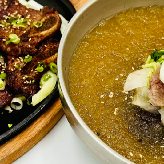 Cold Buckwheat Noodles + Marinated Beef Short Rib 물냉면 + LA갈비