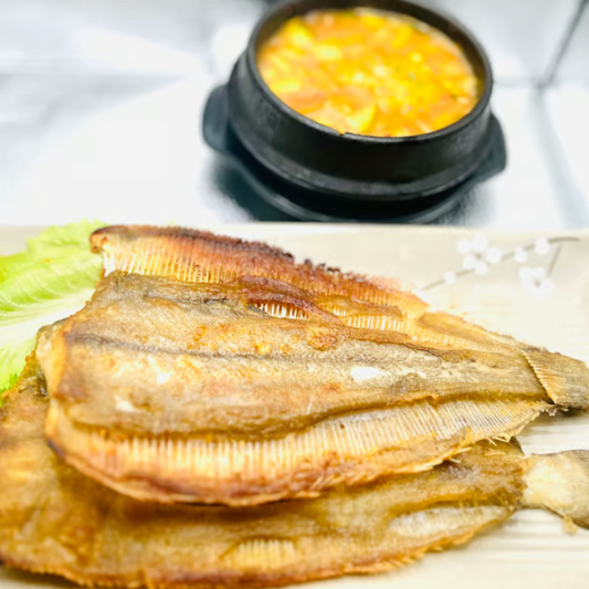 Grilled Sole with Soybean Paste Stew 서대구이 + 된장찌개 