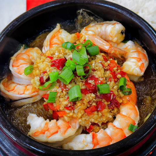 601. Shrimp & Vermicelli Pot with Garlic & Pickled Chili 剁椒粉丝虾煲