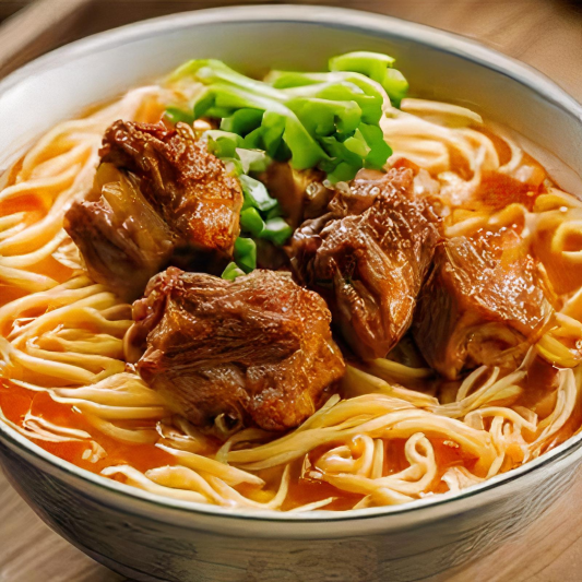 5021. Noodle Soup with Sichuan Chili - Braised Pork Ribs, Homemade Noodles 红烧排骨面 机制面