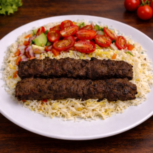2 Skewers of Ground Beef Kebab Platter