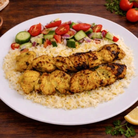 2 Skewers of Chicken Tikka Kebab Platter