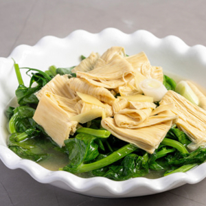Pea Tips with Tofu Skin in Soup 鮮腐皮浸豆苗(午)