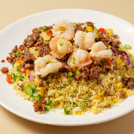 Stir-Fried Rice with Diced Beef & XO Sauce XO醬菜片牛松鮮蝦炒飯