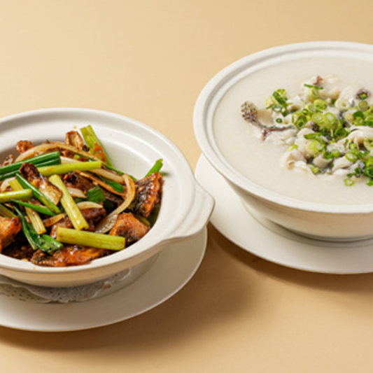 Live Tilapia Congee (2 Courses)  游水原條鰂魚粥二食