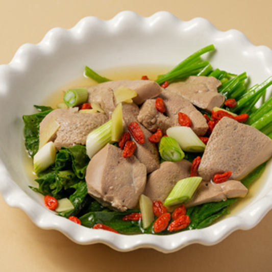 Spinach & Pork Liver in Garlic Broth 上湯蒜子菠菜浸豬潤(午)