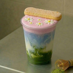 Matcha Strawberry Tiramisu Latte