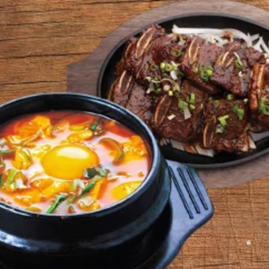 C1. Galbi + Tofu Soup / 갈비 + 순두부