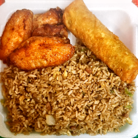 Wings (4 pcs) & Pork Egg Roll Lunch Combo