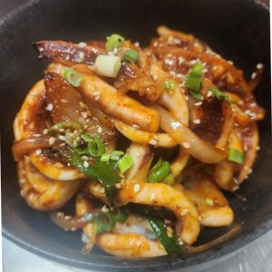 Ojing-Oe Spicy BBQ Calamari Rice Bowl