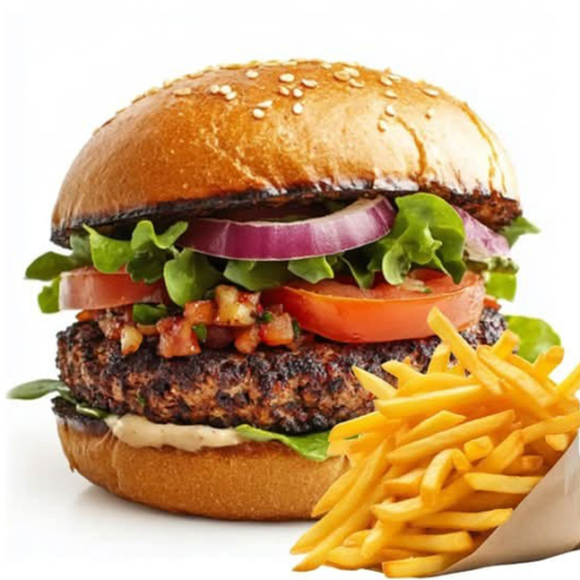 Vegetable Burger with Fries