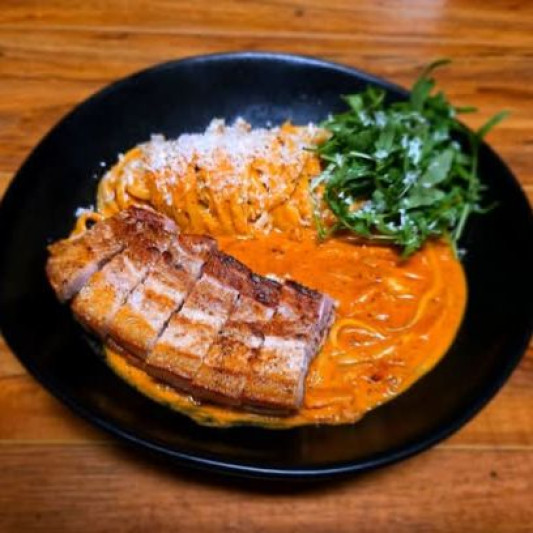 Ros&eacute; Pasta with Pork Belly