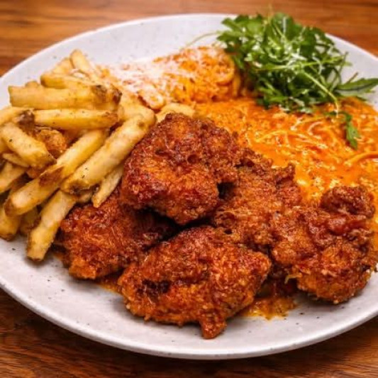 Ros&eacute;  Pasta and Fried Chicken