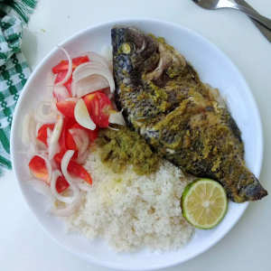 Acheke with Grilled Fish