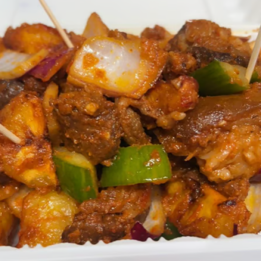 Fried Goat Meat and Plantain Special Delicacy