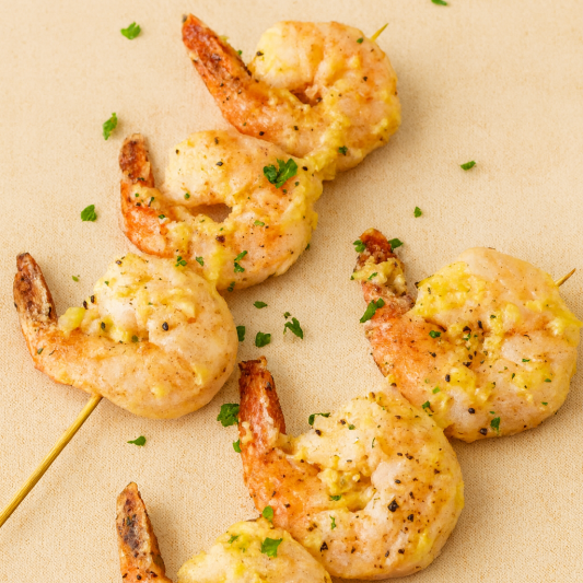 19. Brochettes de crevettes (3 mcx)
