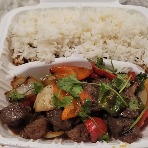 Shaken Beef with Rice