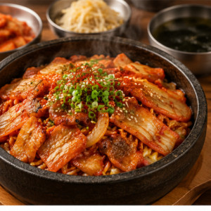 Kimchi Pork Belly Rice Bowl / 김치삼겹 덮밥