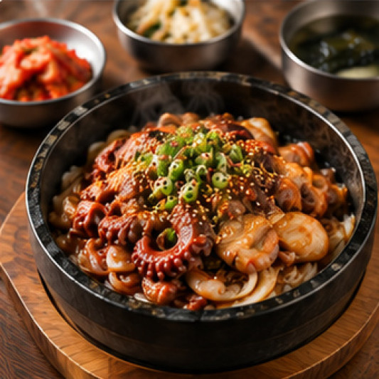 Baby Octopus & Pork Belly Rice Bowl / 쭈삼 덮밥
