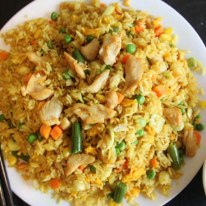 Dry Curry Chicken & Vegetable Fried Rice 干炒咖喱鸡肉饭