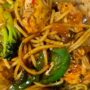 Sweet & Sour Chicken over Pasta