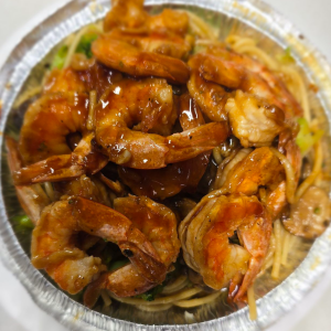 Grilled Shrimp over Pasta