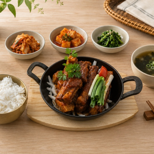 17. Spicy Gochujang Pork Ribs BBQ Rice Combo