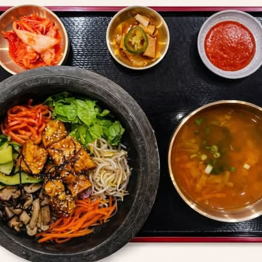 Vegan Hot Stone Tofu Bibimbap / 비건 돌솥 비빔밥