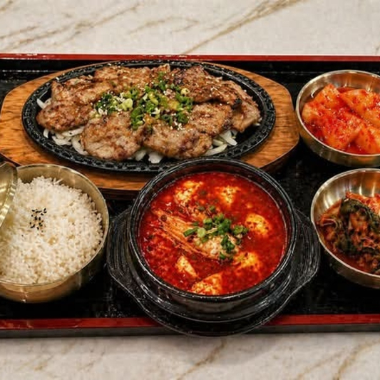 Soft Tofu Soup + Grilled Pork Neck / 순두부 + 목살