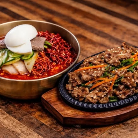 Spicy Noodles + Bulgogi BBQ / 비빔 냉면 + 불고기