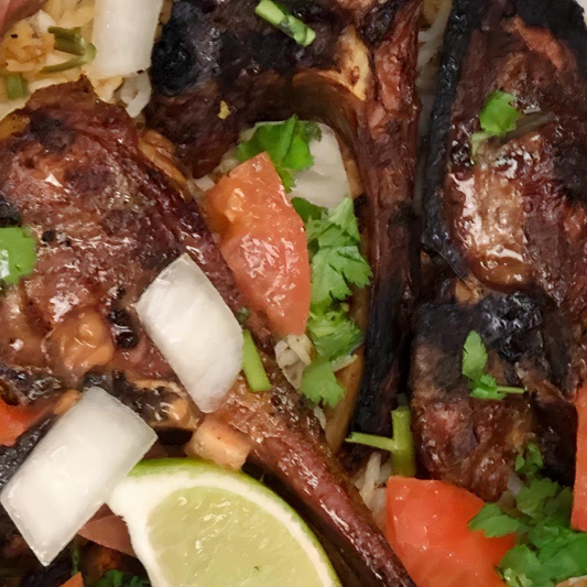 Lamb Chopped (4 pcs) with Rice (Rips)