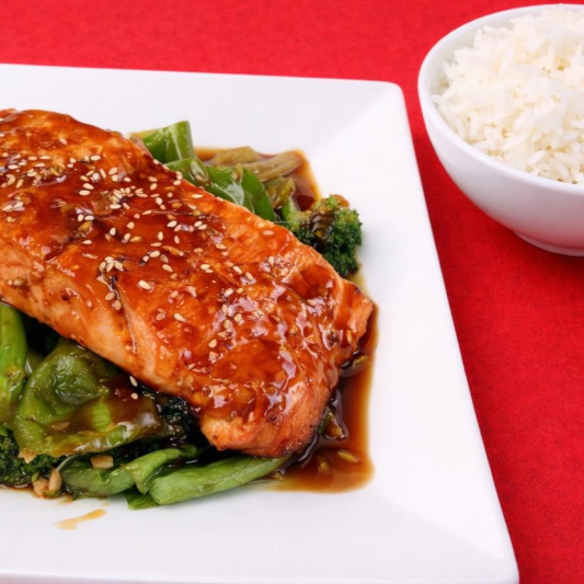 F1. Teriyaki Salmon with Rice & Miso Soup