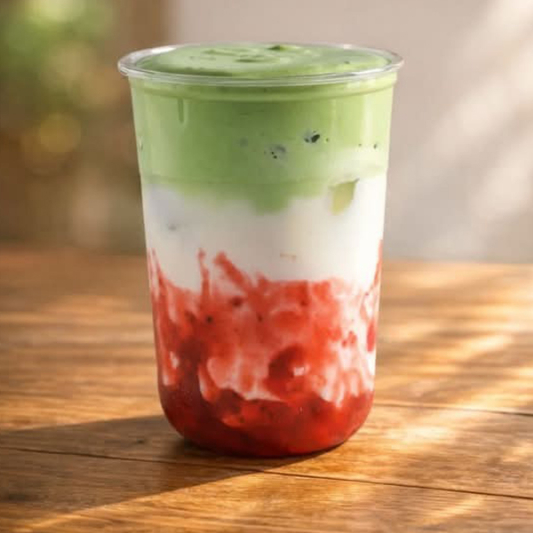 Strawberry Matcha Latte 新鮮草莓抹茶鮮奶