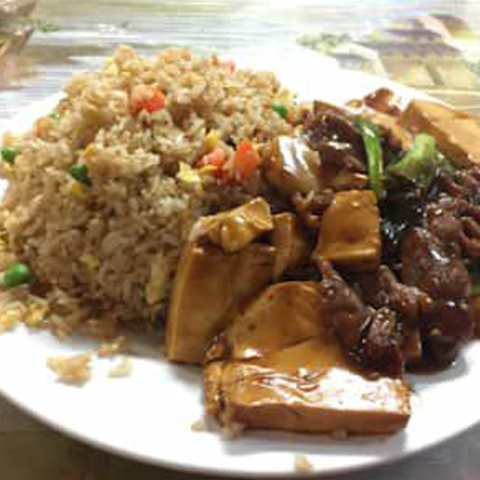 Beef with Fried Tofu Lunch Plate