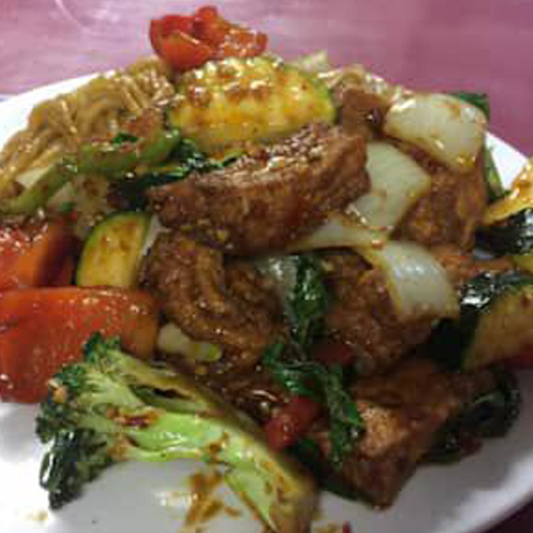 66. Sizzling Basil Tofu 铁板香叶豆腐