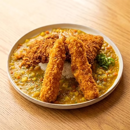 Shrimp & Fish Cutlet with Korean-Style Curry 새우&생선까스 카레정식 