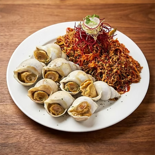 Steamed Whole Sea Snails & Spicy Noodles 통골뱅이 비빔국수 