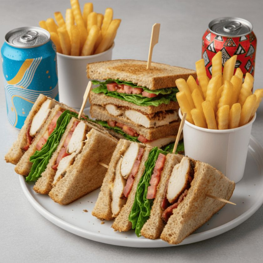 2 Club Sandwiches + 2 Small Fries + 2 Drinks