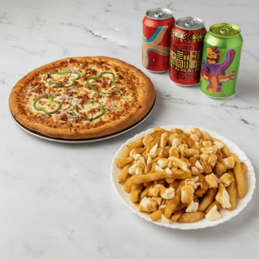 Large Pizza + Large Poutine + 3 Drinks