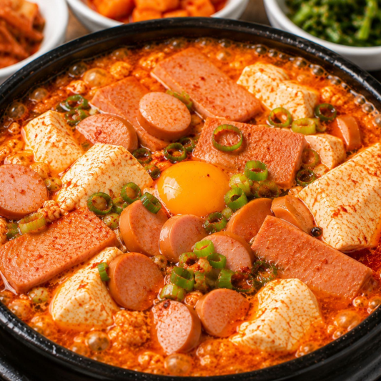 Spam & Sausage Soft Tofu Includes 5 Side Dishes and Rice