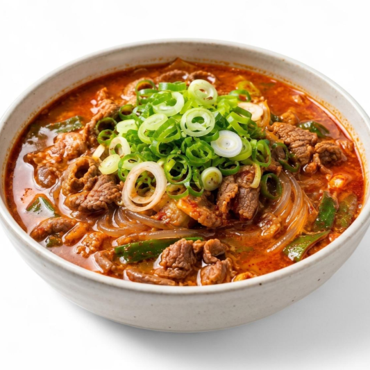 Spicy Beef Soup (육개장) Includes 5 Side Dishes and Rice