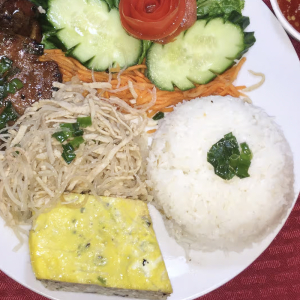 C16. Shredded Pork Skin, Egg Cake, Grilled Pork Chop