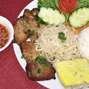 C18. Shredded Pork Skin, Egg Cake, Grilled Chicken
