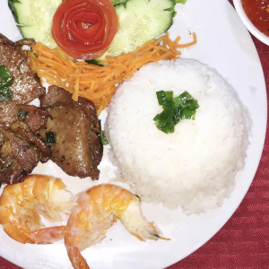 C8. Grilled Pork Chop and Shrimp 