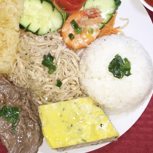 C24. Grilled Beef, Shredded Pork Skin, Egg Cake, and Fried Shrimp Cake
