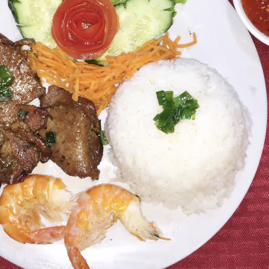 C8. Grilled Pork Chop and Shrimp 