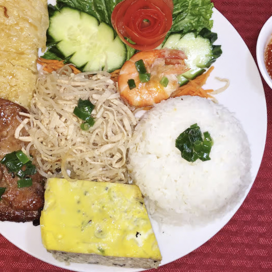 C23. Grilled Chicken, Shredded Pork Skin, Egg Cake, Fried Shrimp Cake