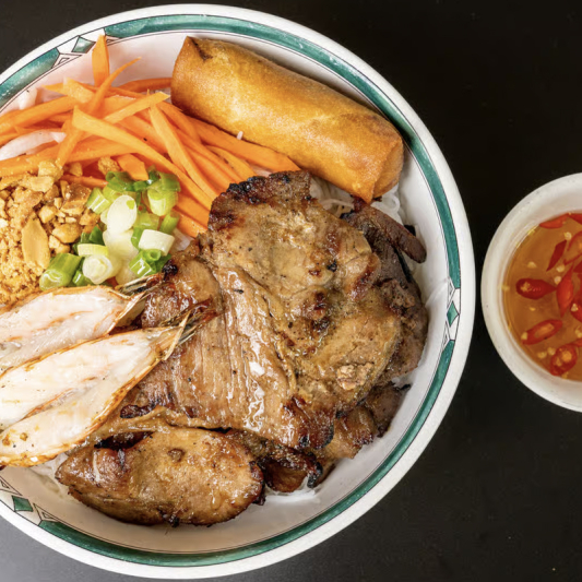 B8. Vermicelli with Grilled Pork, Shrimp, and Egg Roll